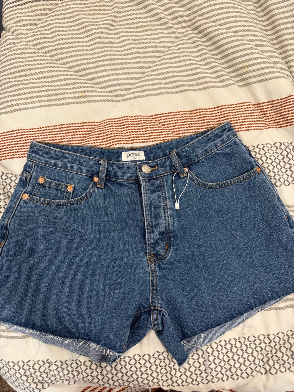 Parke Mid-Rise Blue Denim Cutoff Shorts